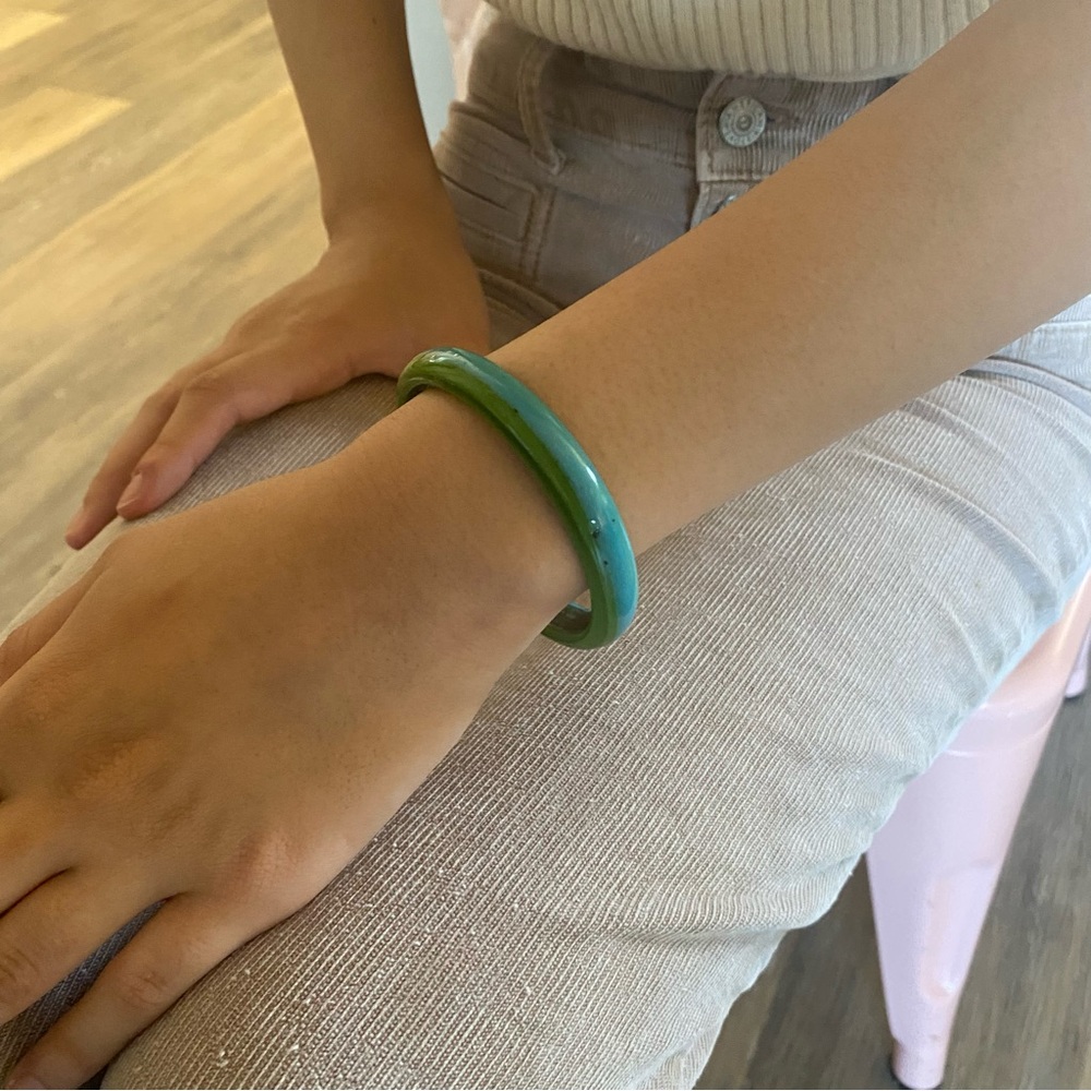 Vintage Glass Two Tone Colored Bangle